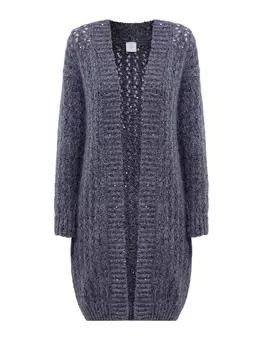 Удлиненный вязаный кардиган из хлопка и мохера с пайетками