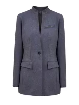 Удлиненный жакет из гибкой шерсти с ювелирной деталью