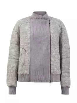 Укороченная куртка из мягкого мохера с трикотажной вставкой