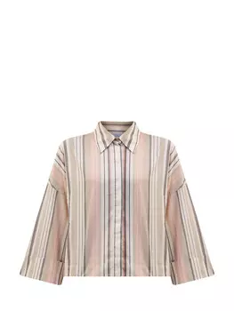 Укороченная рубашка из хлопкового поплина с принтом в полоску