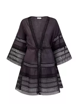 Укороченная туника с тонкой гипюровой вышивкой