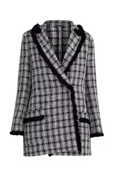Укороченное пальто из джутовой нити и хлопка в черно-белой гамме