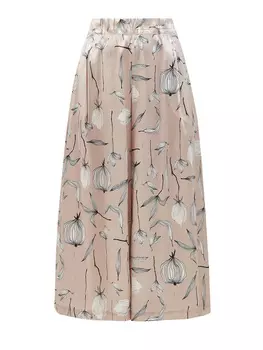 Укороченные брюки из гладкого шелка с принтом