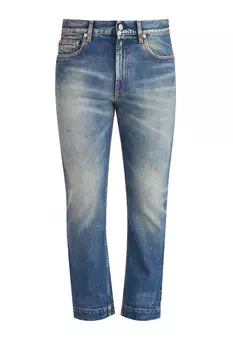 Укороченные джинсы из денима с «пятнами краски» в стиле гранж