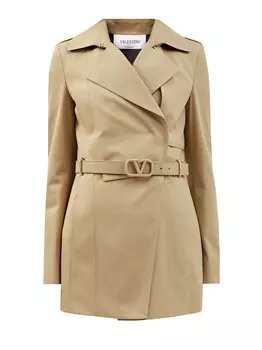 Укороченный тренч из габардина с поясом VLogo Signature