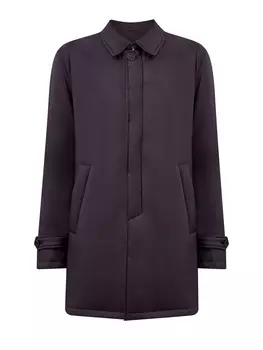 Утепленный плащ прямого кроя из матового влагозащитного нейлона