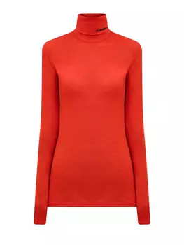 Водолазка из тонкой эластичной шерсти с контрастным логотипом