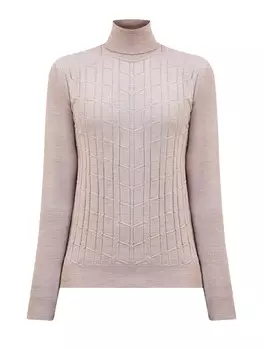 Водолазка из тонкой шерсти и шелка с фактурным узором