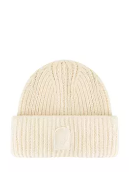 Вязаная шапка из шерстяной и хлопковой пряжи с отворотом