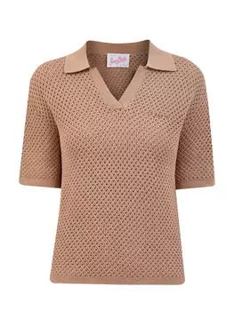 Вязаное поло Pixie с V-образным вырезом и вышивкой