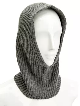 Вязаный капор из меланжевой шерстяной пряжи