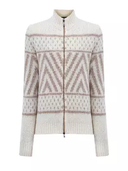 Вязаный кардиган из шерсти мериноса и альпаки с аранским узором