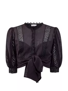 Вышитый топ Joan с объемными рукавами и завязками