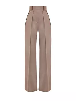 Высокие брюки-палаццо из гладкой шерсти с защипами