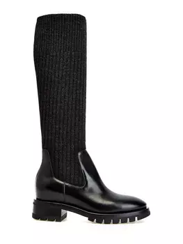 Высокие сапоги-челси из гладкой кожи и трикотажа