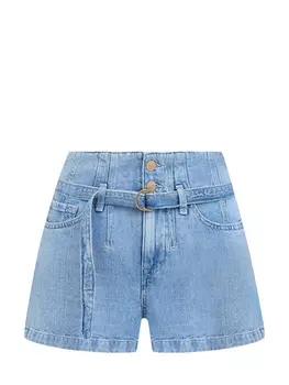 Высокие шорты Kansas из выбеленного хлопка и льна с поясом