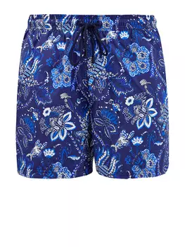 Яркие плавательные шорты с принтом и карманами