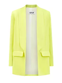 Яркий жакет удлиненного кроя с широкими лацканами