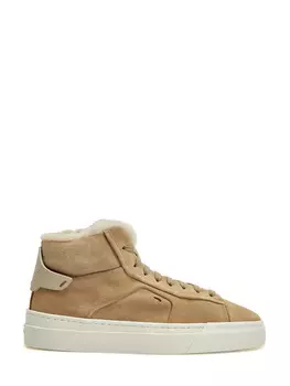 Замшевые кеды ручной работы с меховой отделкой