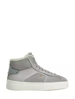 Замшевые кеды ручной работы с отделкой из меха кролика