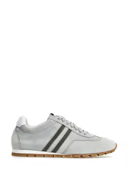 Замшевые кроссовки с полосками из ювелирных цепочек