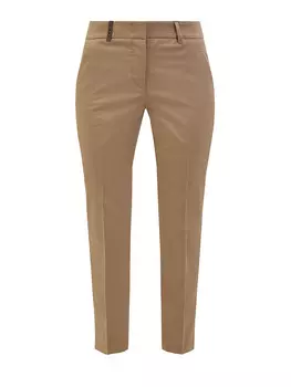 Зауженные брюки из эластичного хлопка с кожаной шлевкой