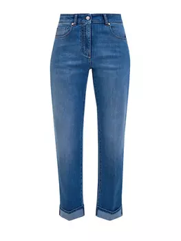 Зауженные джинсы с контрастной прострочкой и отворотами