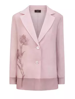 Жакет из шелка, хлопка и органзы с флористическим принтом