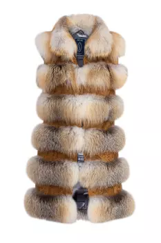 Жилет из меха рыжей лисицы с перфорированными замшевыми вставками