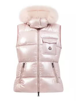 Жилет из саржи с напылением металлик и капюшоном