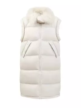 Жилет удлиненного кроя с отделкой из меха
