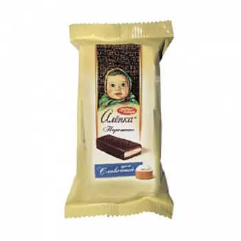 Бисквитные глазированные пирожные Аленка со вкусом сливочного крема, 200 гр.