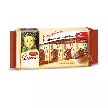 Бисквитные пирожные Аленка со вкусом молочного шоколада, 175 гр.