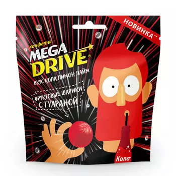 Фруктовые шарики Mega Drive с гуараной и ароматом Кола Лимон Лайм 55 гр