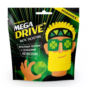 Фруктовые шарики Mega Drive с семенами конопли 55 гр