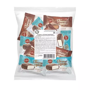 Конфеты Птичье молоко со сливками и шоколадом, Сормовская кондитерская фабрика, 220 гр.