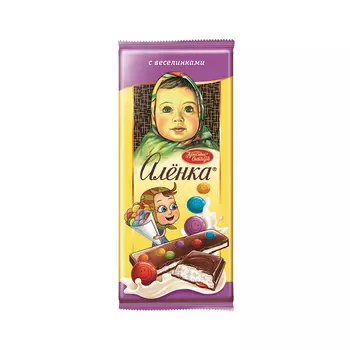 Шоколад Алёнка с молочной начинкой и веселинками, Красный Октябрь, 87 гр.