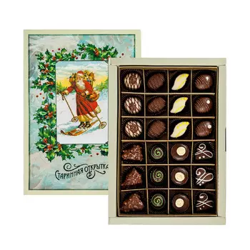 Набор конфет Старинная открытка, книга большая, Красный Октябрь, 260 гр. (Новый год)
