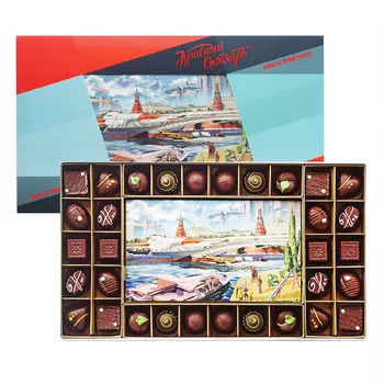 Набор шоколадных конфет Москва будущего с открытками, Красный Октябрь, 355 гр.