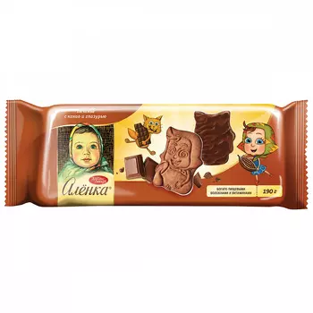 Печенье Аленка сахарное с какао и глазурью 190 гр.
