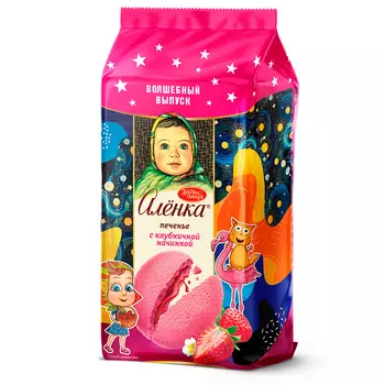 Печенье сдобное «Алёнка», с клубничной начинкой, 115 гр