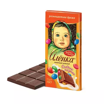 Шоколад Алёнка с разноцветным драже, Красный Октябрь, 100 гр.