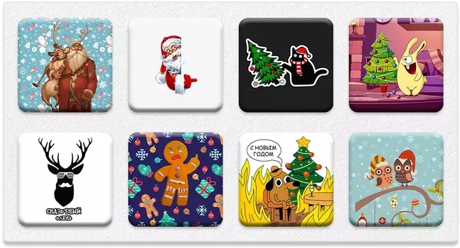 Комплект наклеек Krutoff «Новый год 2025» 8 шт