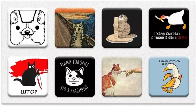 Комплект наклеек Krutoff «Мемы - звери» 8 шт