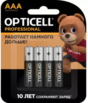 Набор батареек Opticell Professional AAA (LR03), 1.5В, 4шт
