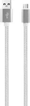 Nylon USB to microUSB 1m 2A Silver
