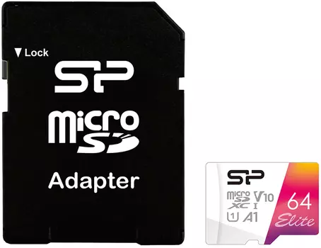 Карта памяти Silicon Power Elite microSDXC UHS-I Class 10 64GB с адаптером