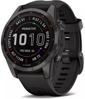 Fenix 7S Sapphire Solar 42mm Carbon Gray, с чёрным ремешком
