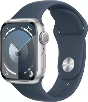 Умные часы Apple Watch Series 9 MR903ZP/A 41mm Aluminum Silver с синим ремешком S/M