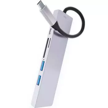 Адаптер мультипортовый VLP Multiport Hub 6 in 1 6 в 1, серебристый